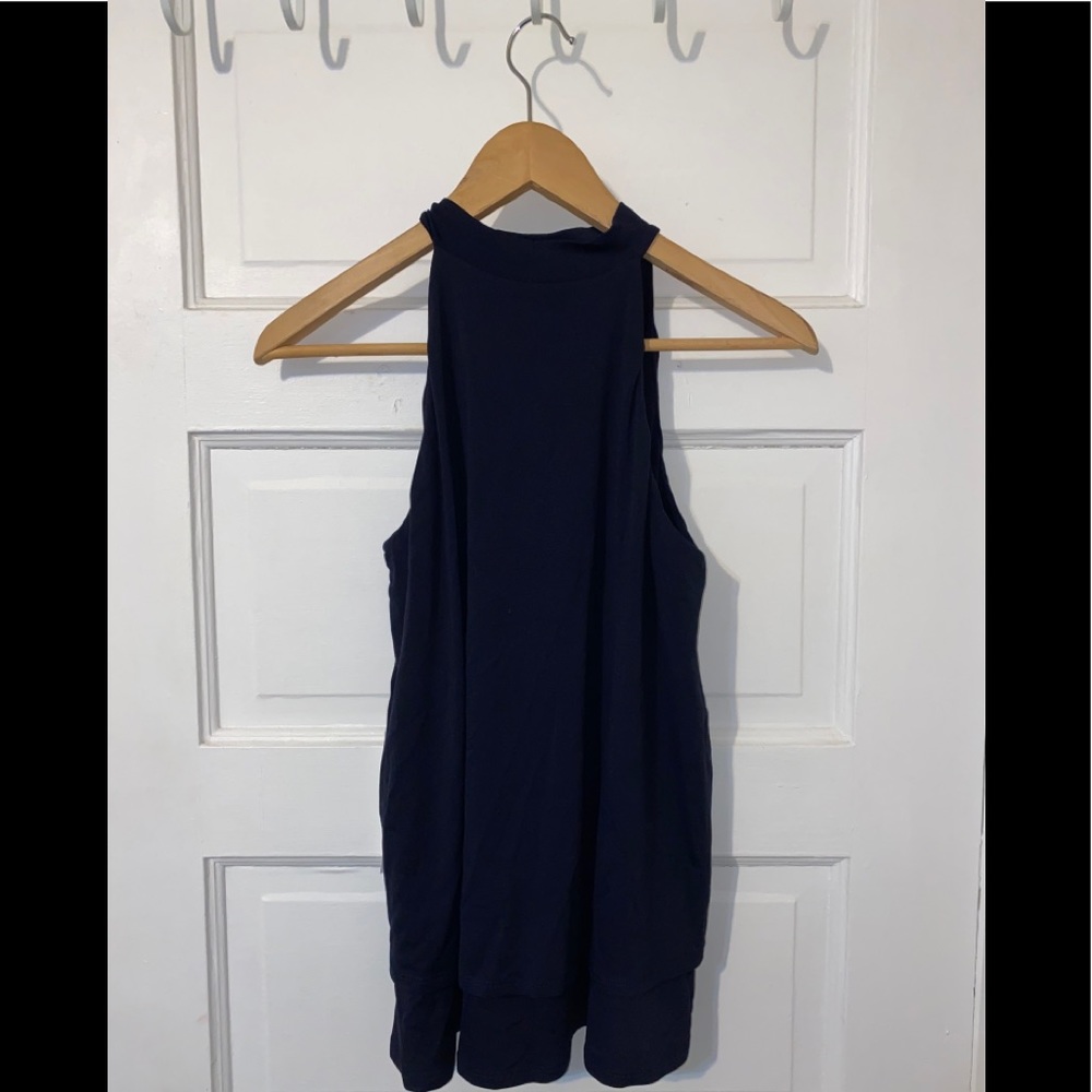 Susana Monaco Mock Neck Top (Midnight Blue)